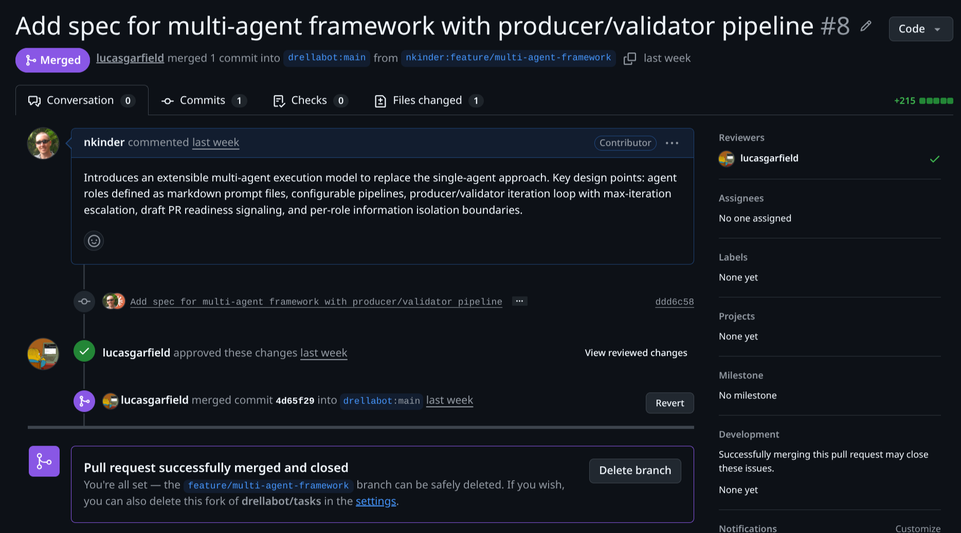 tasks#8 — the multi-agent spec PR under peer review
